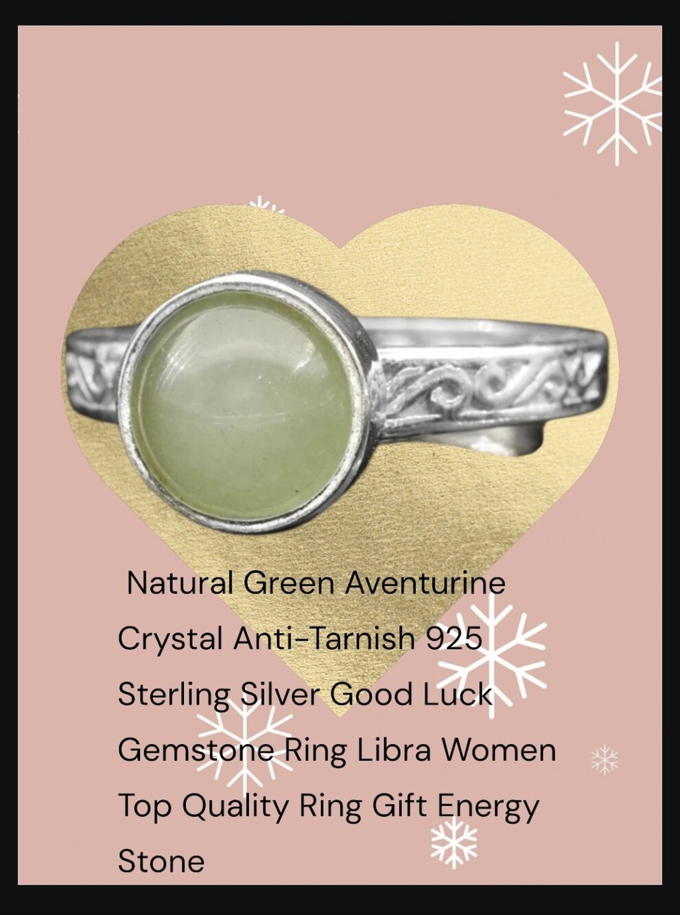 Sterling Silver Green Aventurine Ring - Good Luck Gemstone